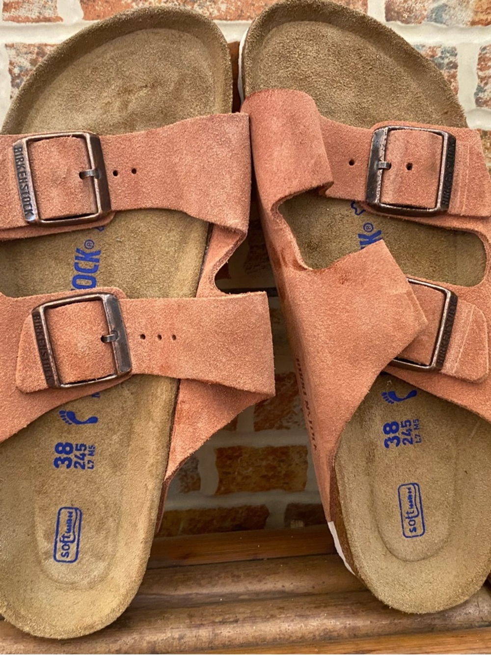 Pre-owned Birkenstock Arizona Sift Footbed Suede Sandals 38/7 Women’s